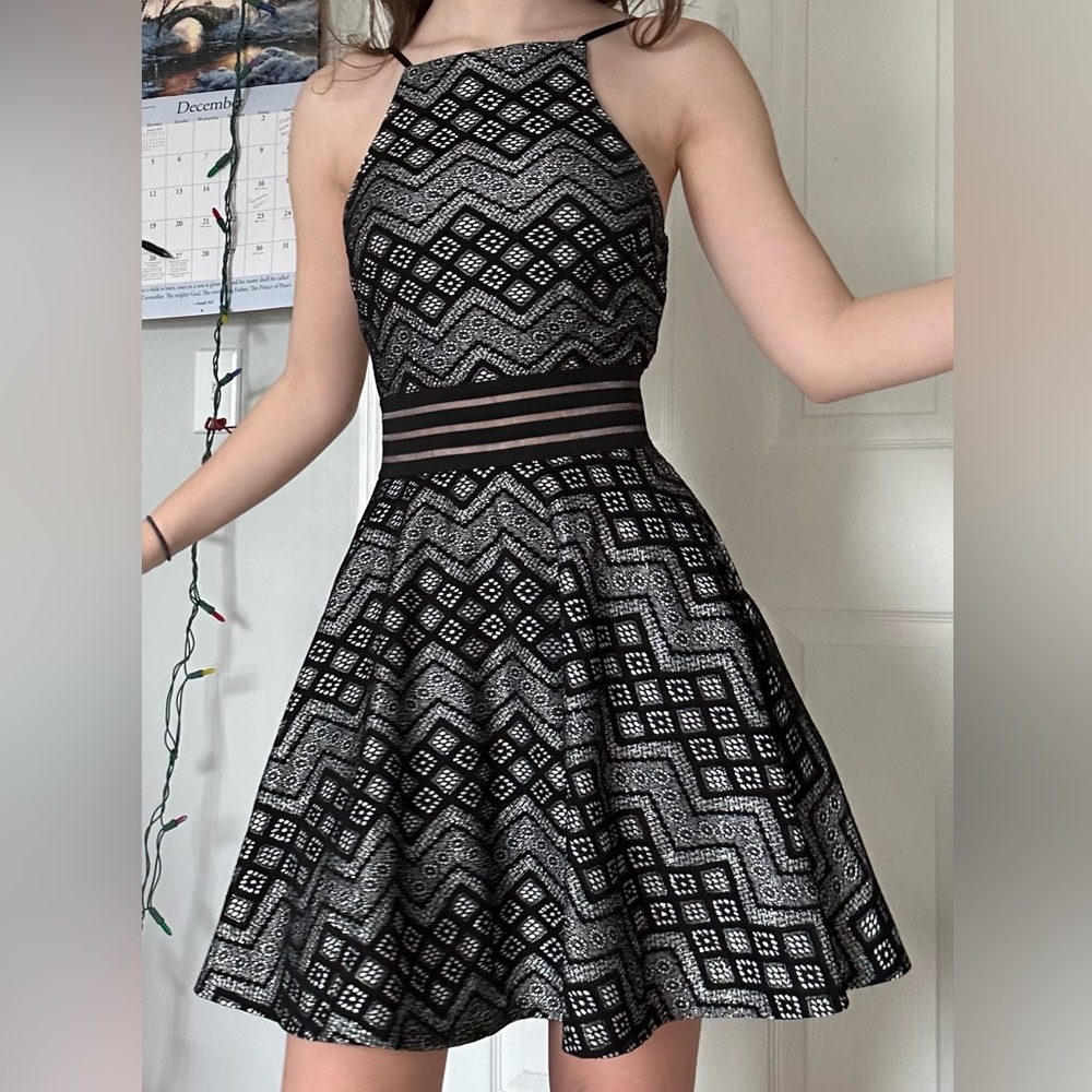 City Studio Dress, Size 1, Black/Silver